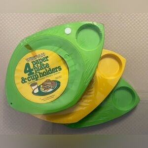 Wil-Pak vintage new old stock plastic plate & cup holders. 3 sets of 4 each NWT.